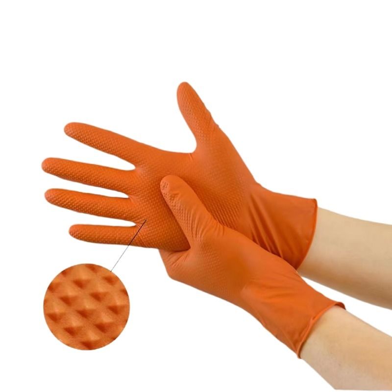 Industrial Diamond Textured Nitrile Gloves Heavy Duty Powder Free Latex Free For Optimal Protection